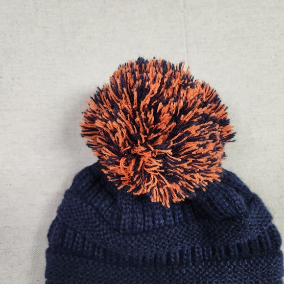 Auburn Tigers Colors Beanie One Size Fits All Blue Orange Pom Pom - Picture 3 of 7